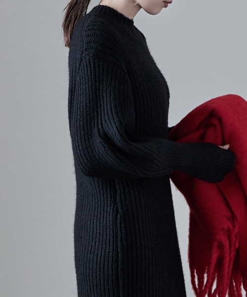 etoll.(エトル)の「エアーヤーンニットワンピース(ワンピース・レディース・ブラック/アイボリー/杢グレー・FREE)」の10枚目の写真