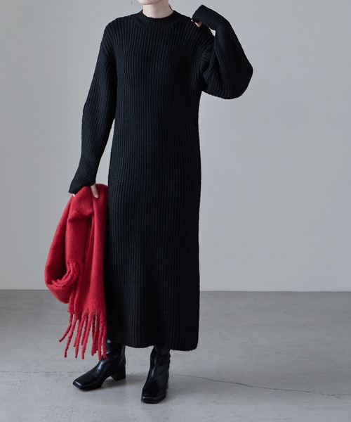 etoll.(エトル)の「エアーヤーンニットワンピース(ワンピース・レディース・ブラック/アイボリー/杢グレー・FREE)」の11枚目の写真