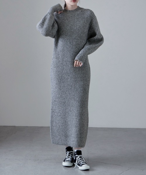 etoll.(エトル)の「エアーヤーンニットワンピース(ワンピース・レディース・ブラック/アイボリー/杢グレー・FREE)」の12枚目の写真