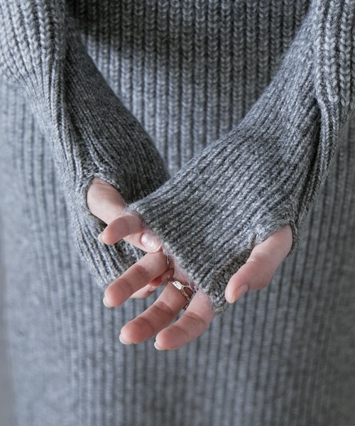 etoll.(エトル)の「エアーヤーンニットワンピース(ワンピース・レディース・ブラック/アイボリー/杢グレー・FREE)」の14枚目の写真