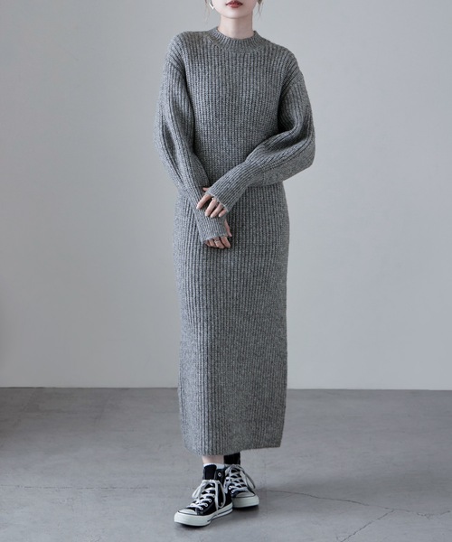 etoll.(エトル)の「エアーヤーンニットワンピース(ワンピース・レディース・ブラック/アイボリー/杢グレー・FREE)」の16枚目の写真