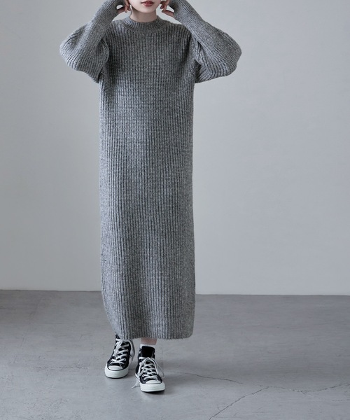 etoll.(エトル)の「エアーヤーンニットワンピース(ワンピース・レディース・ブラック/アイボリー/杢グレー・FREE)」の17枚目の写真