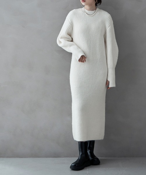 etoll.(エトル)の「エアーヤーンニットワンピース(ワンピース・レディース・ブラック/アイボリー/杢グレー・FREE)」の20枚目の写真