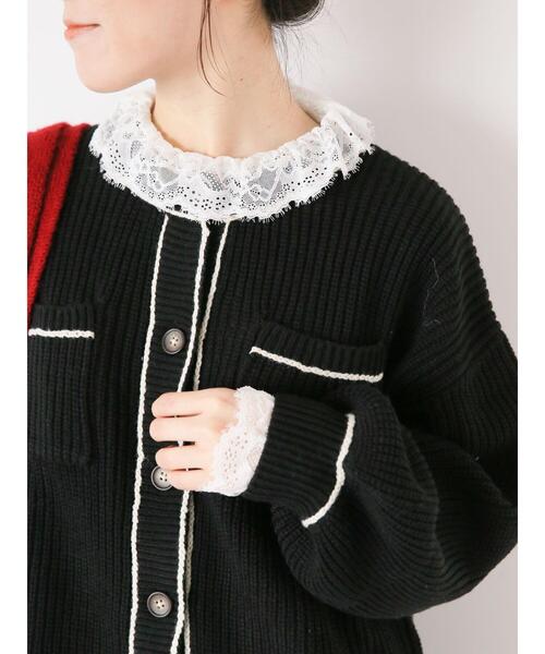 ehka sopo（エヘカソポ）の「レース襟カットソー（Tシャツ/カットソー・レディース・オフホワイト/キナリ/ブラック・F）」の2枚目の写真