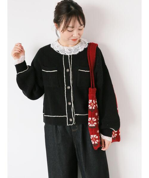 ehka sopo（エヘカソポ）の「レース襟カットソー（Tシャツ/カットソー・レディース・オフホワイト/キナリ/ブラック・F）」の15枚目の写真