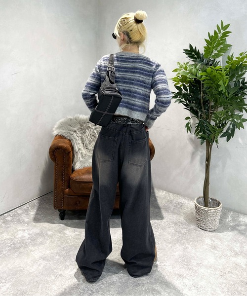 sedacle girl(セダクルガール)の「ボーダーニット起毛カーデ【SETUP着用可能】(カーディガン/ボレロ・レディース・オレンジ/ネイビー・FREE)」の19枚目の写真