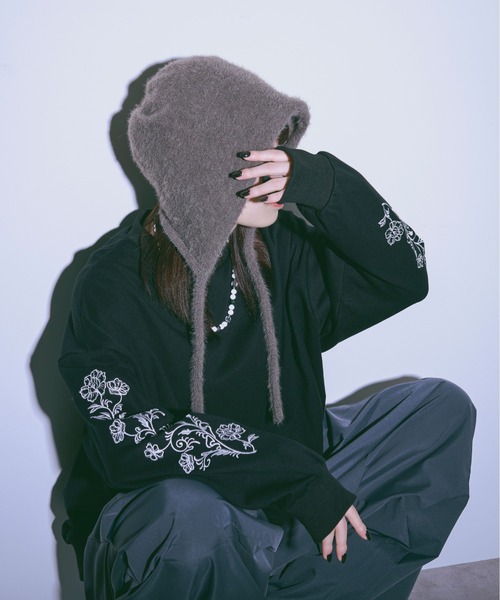 Ellno Loset（エルノロゼット）の「シャギーフライトニットキャップ（ニットキャップ/ビーニー・メンズ・ブラック/グレー・FREE）」の6枚目の写真
