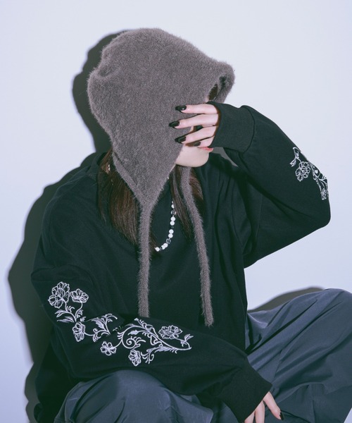 Ellno Loset（エルノロゼット）の「シャギーフライトニットキャップ（ニットキャップ/ビーニー・メンズ・ブラック/グレー・FREE）」の9枚目の写真