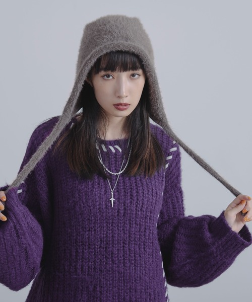 Ellno Loset（エルノロゼット）の「シャギーフライトニットキャップ（ニットキャップ/ビーニー・メンズ・ブラック/グレー・FREE）」の10枚目の写真