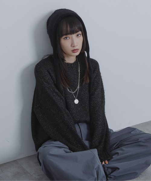 Ellno Loset（エルノロゼット）の「シャギーフライトニットキャップ（ニットキャップ/ビーニー・メンズ・ブラック/グレー・FREE）」の12枚目の写真