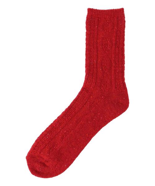 Samansa Mos2(サマンサ モスモス)の「ケーブルネップソックス(ソックス/靴下・レディース・レッド/オフホワイト/イエロー・F)」の3枚目の写真