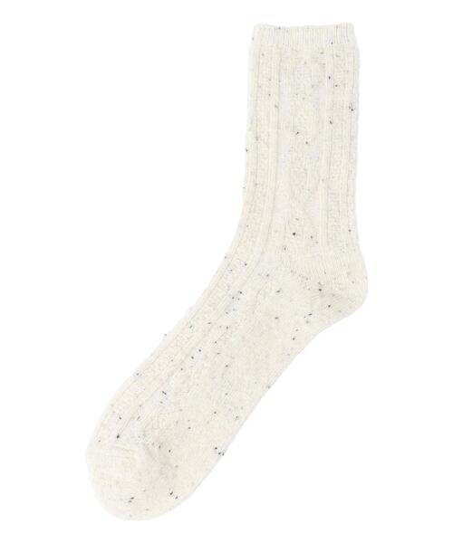 Samansa Mos2(サマンサ モスモス)の「ケーブルネップソックス(ソックス/靴下・レディース・レッド/オフホワイト/イエロー・F)」の2枚目の写真