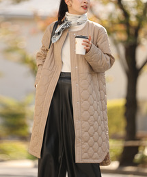 低身長さん用　太って見えない　キルティングロングコート