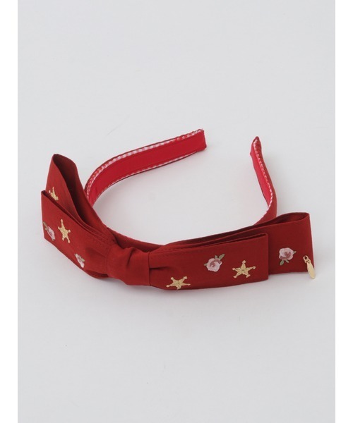 ら*ぬ様 完売品　ピンクハウス　花と星刺繍リボン付きカチューシャ　アイスブルー 完売品 ピンクハウス 花と星刺繍リボン付きカチューシャ アイス