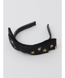 完売品　ピンクハウス　花と星刺繍リボン付きカチューシャ　アイスブルー 完売品 ピンクハウス 花と星刺繍リボン付きカチューシャ アイス