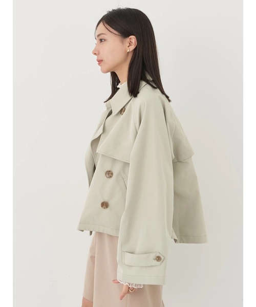 earth music&ecology（アースミュージックアンドエコロジー）の「ショートトレンチコート（トレンチコート・レディース・ライトベージュ/ライトカーキ/ベージュ・FREE）」の16枚目の写真