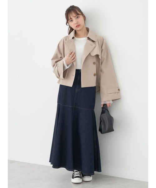 earth music&ecology（アースミュージックアンドエコロジー）の「ショートトレンチコート（トレンチコート・レディース・ライトベージュ/ライトカーキ/ベージュ・FREE）」の9枚目の写真