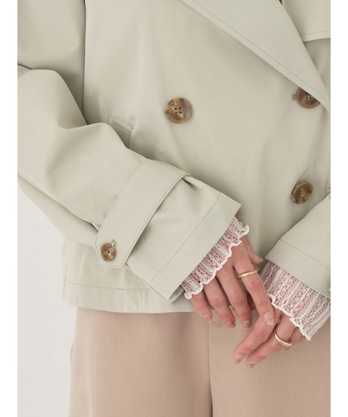 earth music&ecology（アースミュージックアンドエコロジー）の「ショートトレンチコート（トレンチコート・レディース・ライトベージュ/ライトカーキ/ベージュ・FREE）」の11枚目の写真