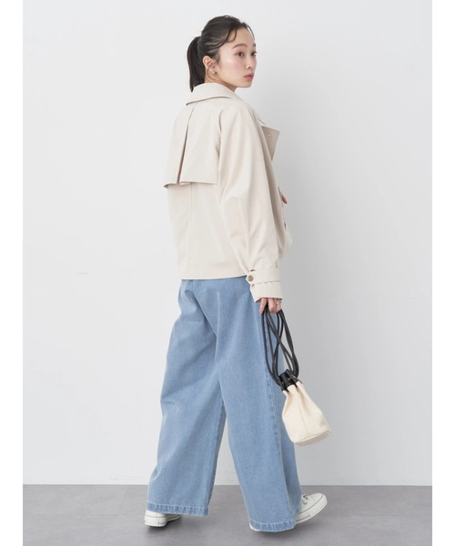 earth music&ecology（アースミュージックアンドエコロジー）の「ショートトレンチコート（トレンチコート・レディース・ライトベージュ/ライトカーキ/ベージュ・FREE）」の4枚目の写真