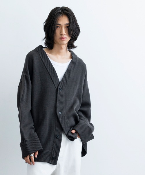 JUNRED(ジュンレッド)の「ロールアップワイドスリーブカーディガン(カーディガン/ボレロ・メンズ・ホワイト/チャコールグレー/ライトグレー/イエロー/ブルー・S/M/L)」の11枚目の写真