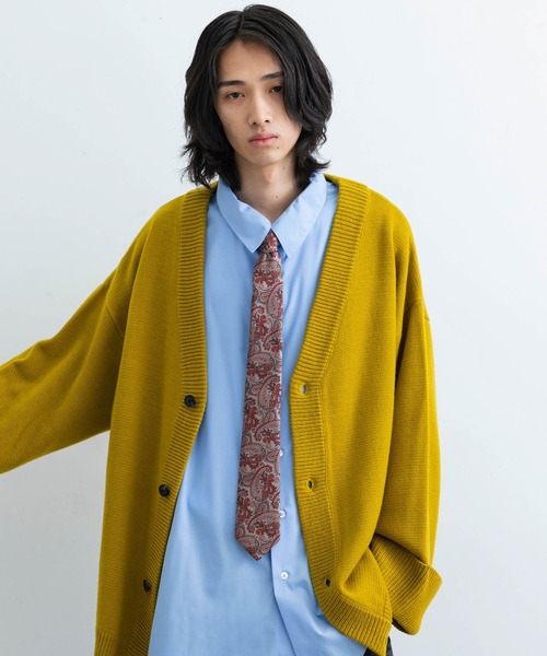 JUNRED(ジュンレッド)の「ロールアップワイドスリーブカーディガン(カーディガン/ボレロ・メンズ・ホワイト/チャコールグレー/ライトグレー/イエロー/ブルー・S/M/L)」の6枚目の写真