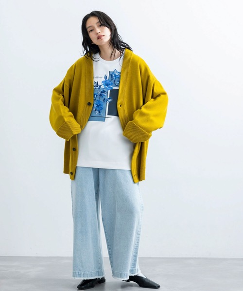 JUNRED(ジュンレッド)の「ロールアップワイドスリーブカーディガン(カーディガン/ボレロ・メンズ・ホワイト/チャコールグレー/ライトグレー/イエロー/ブルー・S/M/L)」の14枚目の写真