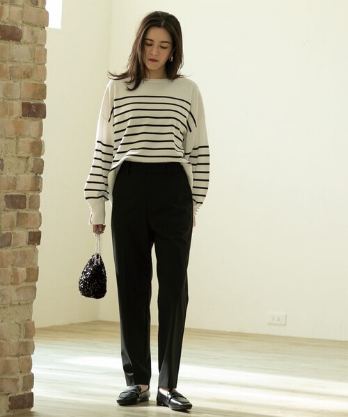 OPAQUE.CLIP(オペークドットクリップ)の「◆≪ヒルナンデス!で紹介≫ 袖パール調ボタンワイドニット【洗濯機洗い可】(ニット/セーター・レディース・ライトイエロー系/ネイビー系2/ホワイト系3/ライトベージュ・40/38/36/42)」の10枚目の写真