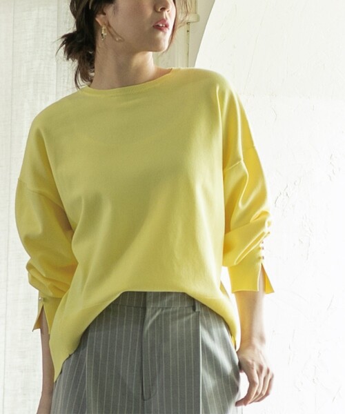 OPAQUE.CLIP(オペークドットクリップ)の「◆≪ヒルナンデス!で紹介≫ 袖パール調ボタンワイドニット【洗濯機洗い可】(ニット/セーター・レディース・ライトイエロー系/ネイビー系2/ホワイト系3/ライトベージュ・40/38/36/42)」の20枚目の写真