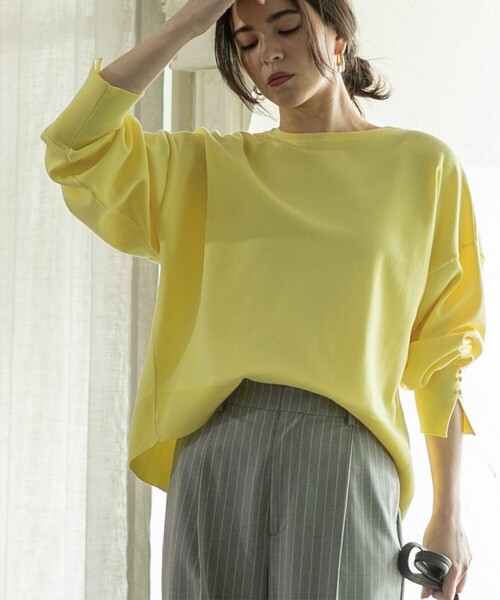 OPAQUE.CLIP(オペークドットクリップ)の「◆≪ヒルナンデス!で紹介≫ 袖パール調ボタンワイドニット【洗濯機洗い可】(ニット/セーター・レディース・ライトイエロー系/ネイビー系2/ホワイト系3/ライトベージュ・40/38/36/42)」の22枚目の写真