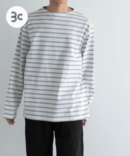 FORK&SPOON（フォークアンドスプーン）の「FORK&SPOON　ボートネックボーダー（Tシャツ/カットソー・メンズ・ベージュ系その他/ブルー系その他/ホワイト系その他/グリーン系その他・3/4/5）」の2枚目の写真