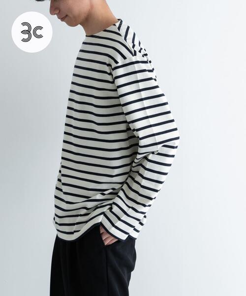 FORK&SPOON（フォークアンドスプーン）の「FORK&SPOON　ボートネックボーダー（Tシャツ/カットソー・メンズ・ベージュ系その他/ブルー系その他/ホワイト系その他/グリーン系その他・3/4/5）」の4枚目の写真