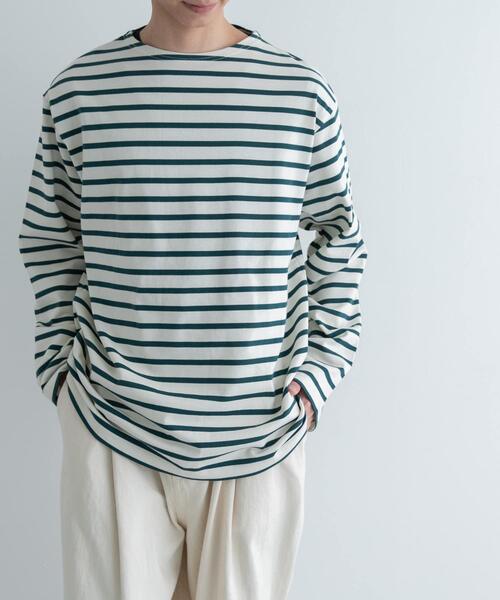 FORK&SPOON（フォークアンドスプーン）の「FORK&SPOON　ボートネックボーダー（Tシャツ/カットソー・メンズ・ベージュ系その他/ブルー系その他/ホワイト系その他/グリーン系その他・3/4/5）」の11枚目の写真