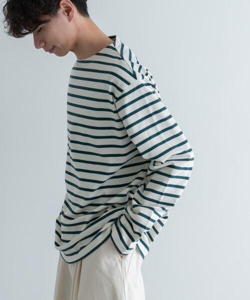 FORK&SPOON（フォークアンドスプーン）の「FORK&SPOON　ボートネックボーダー（Tシャツ/カットソー・メンズ・ベージュ系その他/ブルー系その他/ホワイト系その他/グリーン系その他・3/4/5）」の9枚目の写真