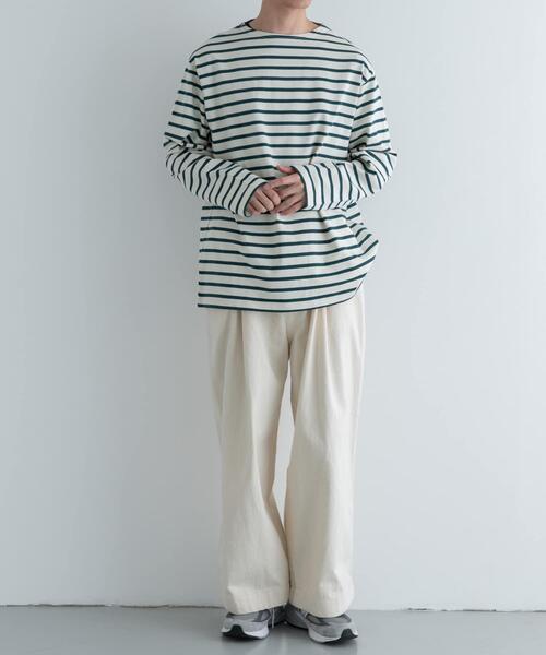 FORK&SPOON（フォークアンドスプーン）の「FORK&SPOON　ボートネックボーダー（Tシャツ/カットソー・メンズ・ベージュ系その他/ブルー系その他/ホワイト系その他/グリーン系その他・3/4/5）」の7枚目の写真