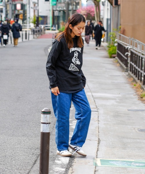 THRASHER(スラッシャー)の「PIZZA L/S T-SHIRTS/スラッシャー長袖ロンT(Tシャツ/カットソー・メンズ・ホワイト×ブラック/ブラック×ホワイト・MEDIUM/LARGE/X-LARGE/XX-LARGE)」の5枚目の写真