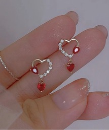 アレルギー対応ジルコンハート形ピアス
