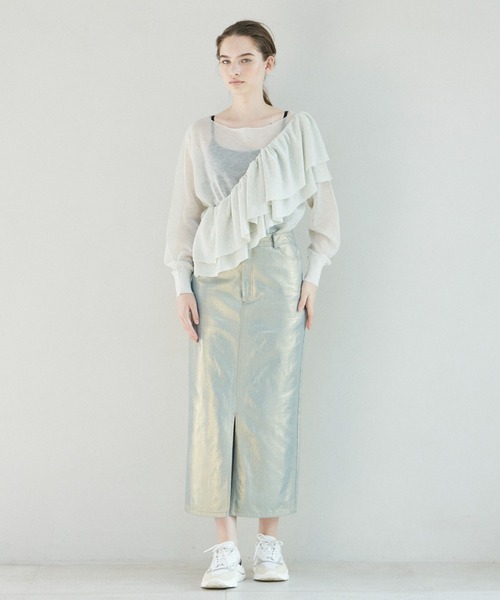 INED CLARO(イネドクラロ)の「箔プリントタイトスカート(スカート・レディース・ゴールド・フリー)」の1枚目の写真