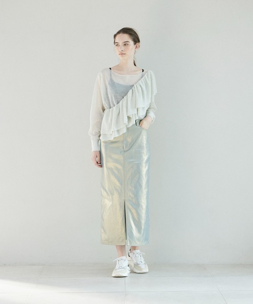 INED CLARO(イネドクラロ)の「箔プリントタイトスカート(スカート・レディース・ゴールド・フリー)」の2枚目の写真