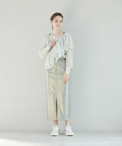 INED CLARO(イネドクラロ)の「箔プリントタイトスカート(スカート・レディース・ゴールド・フリー)」の8枚目の写真