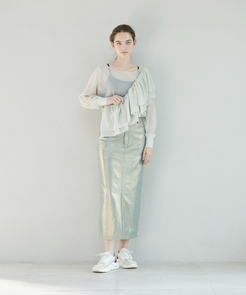 INED CLARO(イネドクラロ)の「箔プリントタイトスカート(スカート・レディース・ゴールド・フリー)」の9枚目の写真