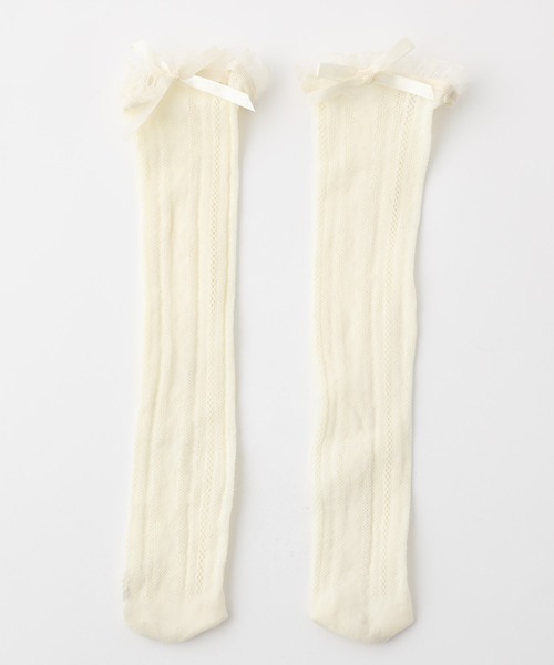 URBAN CHERRY（アーバンチェリー）の「リボンレースハイソックス（ソックス/靴下・キッズ・アイボリー・FREE）」の3枚目の写真