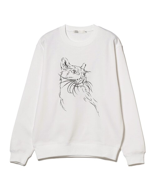 TOKYO CULTUART by BEAMS（トウキョウカルチャートバイビームス）の「黒田潔 / Cat Sweat shirt（スウェット・メンズ・オリーブ/ホワイト・SMALL/X-LARGE/LARGE/MEDIUM）」の4枚目の写真