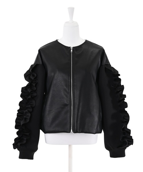 Narcissus(ナルシス)の「【Narcissus】フリルレザーブルゾン(ブルゾン・レディース・ブラック/ベージュ・FREE)」の6枚目の写真