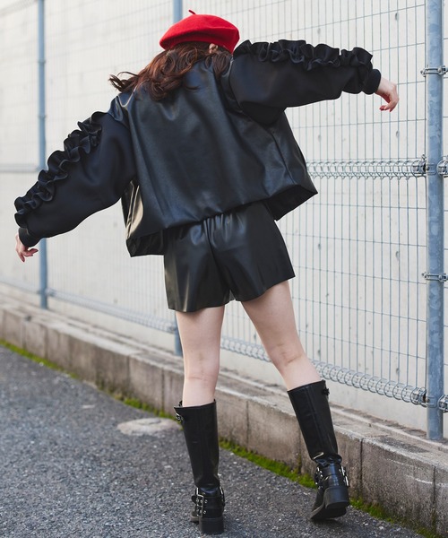 Narcissus(ナルシス)の「【Narcissus】フリルレザーブルゾン(ブルゾン・レディース・ブラック/ベージュ・FREE)」の5枚目の写真