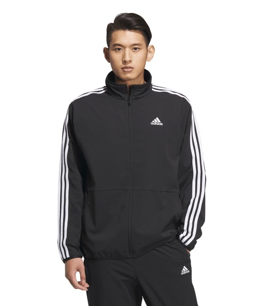 adidas（アディダス）の「アディダス adidas スリーストライプス レギュラーフィット ライトウーブントラックトップ（ジャージ・メンズ・ホワイト×ブラック/ブラック×ホワイト/ネイビー・S/M/L/LL/3L）」の3枚目の写真