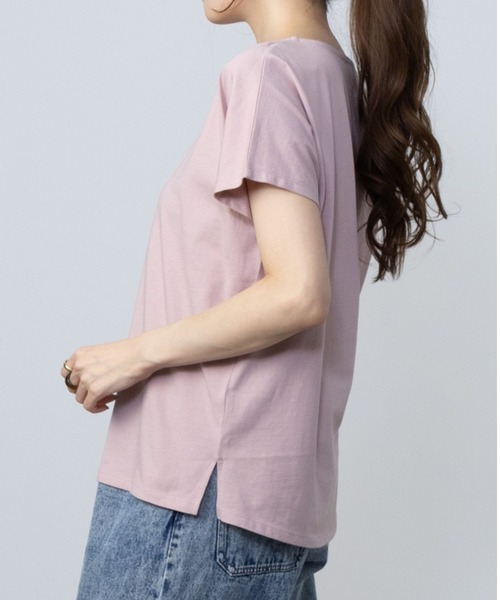NAVY（ネイビー）の「NAVY 抗菌・UVカット・紫外線対策 ベーシックドルマンTシャツ（Tシャツ/カットソー・レディース・チャコールグレー/ブルーグリーン/ホワイト/ピンク・L/M/S/XL）」の6枚目の写真