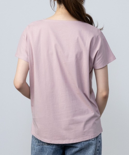 NAVY（ネイビー）の「NAVY 抗菌・UVカット・紫外線対策 ベーシックドルマンTシャツ（Tシャツ/カットソー・レディース・チャコールグレー/ブルーグリーン/ホワイト/ピンク・L/M/S/XL）」の7枚目の写真