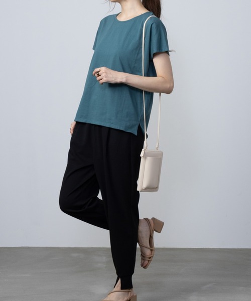 NAVY（ネイビー）の「NAVY 抗菌・UVカット・紫外線対策 ベーシックドルマンTシャツ（Tシャツ/カットソー・レディース・チャコールグレー/ブルーグリーン/ホワイト/ピンク・L/M/S/XL）」の10枚目の写真