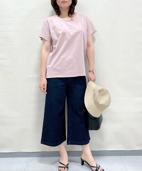 NAVY（ネイビー）の「NAVY 抗菌・UVカット・紫外線対策 ベーシックドルマンTシャツ（Tシャツ/カットソー・レディース・チャコールグレー/ブルーグリーン/ホワイト/ピンク・L/M/S/XL）」の20枚目の写真