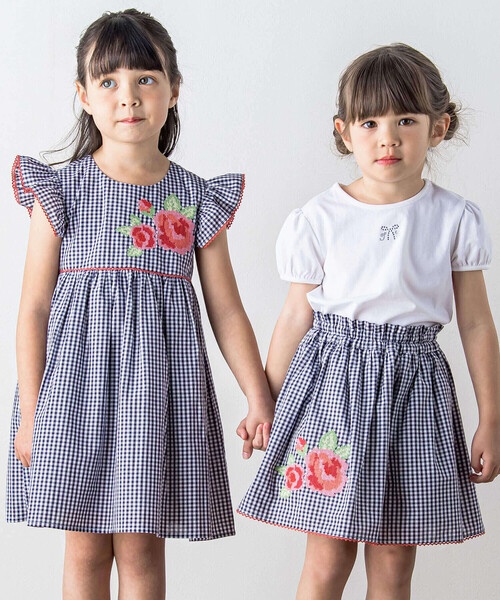 【セール】ラインストーンリボン付きベア天竺半袖Tシャツ(90~140cm)（Tシャツ/カットソー）｜Tartine et Chocolat（タルティーヌエショコラ）